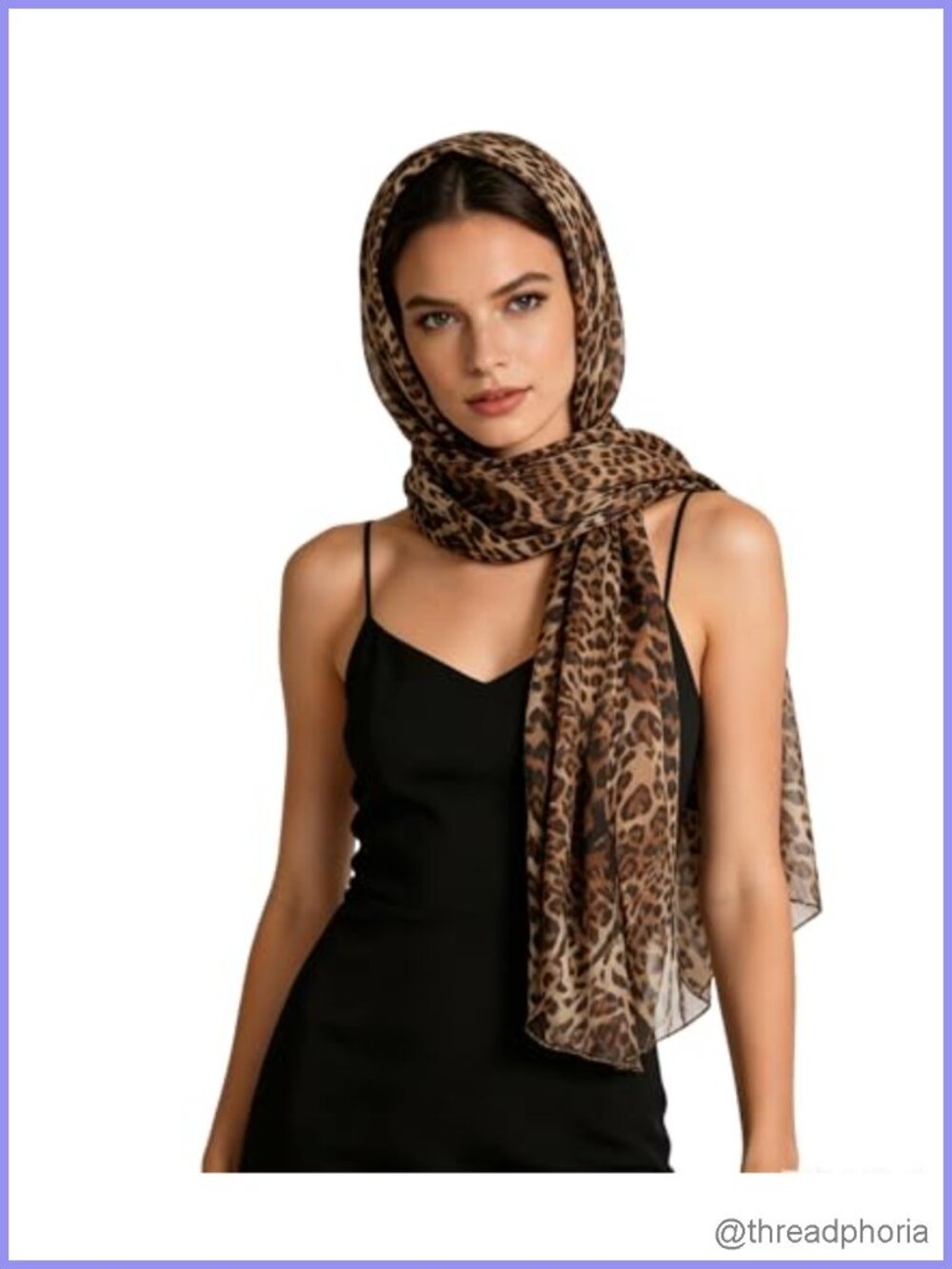 Leopard Print Chiffon Scarf Lightweight Cheetah Shawl Wrap